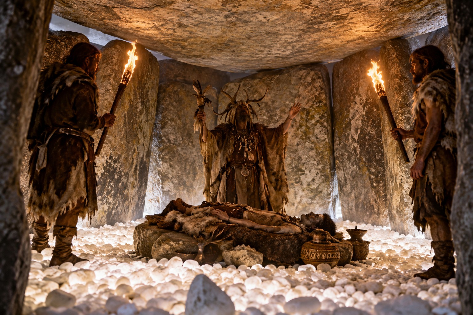 Le dallage de galets blancs dans les tombes mégalithiques du Sud de la France
